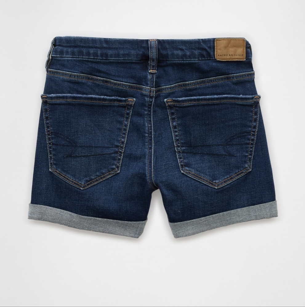NEW American Eagle Curvy Midi Shorts Sz 14 Dark Wash Curvy 14 AEO Shorts - Picture 5 of 8